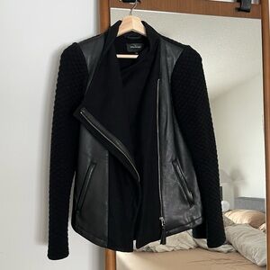 Mackage Black Leather, Wool and Knit Jacket